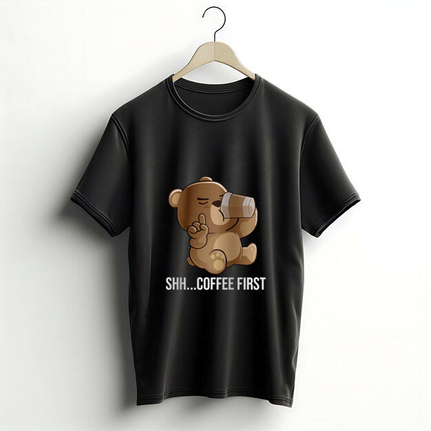shh Coffee first t-shirts black