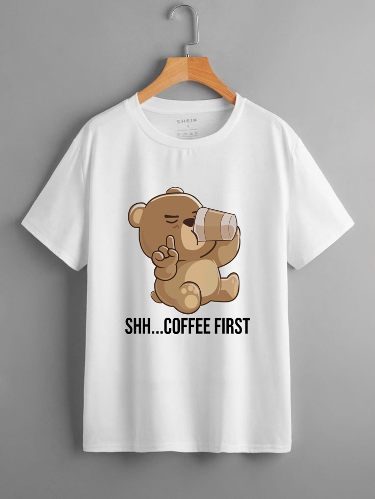 shh Coffee first t-shirts white