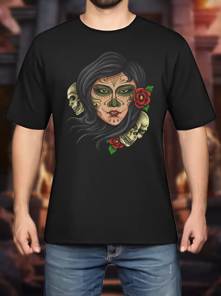 Mystic Rose Skull Prints T-shirts