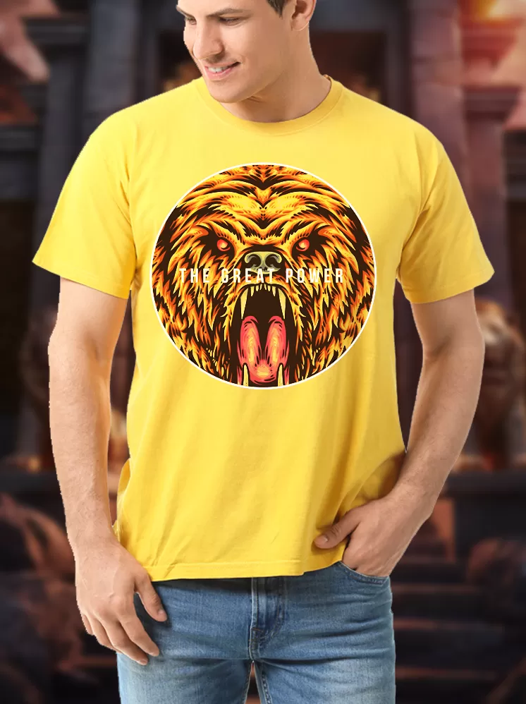 Garuda Print T-shirts Yellow