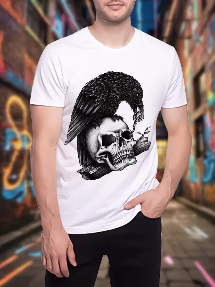 Skelton head with Garuda print Shirts