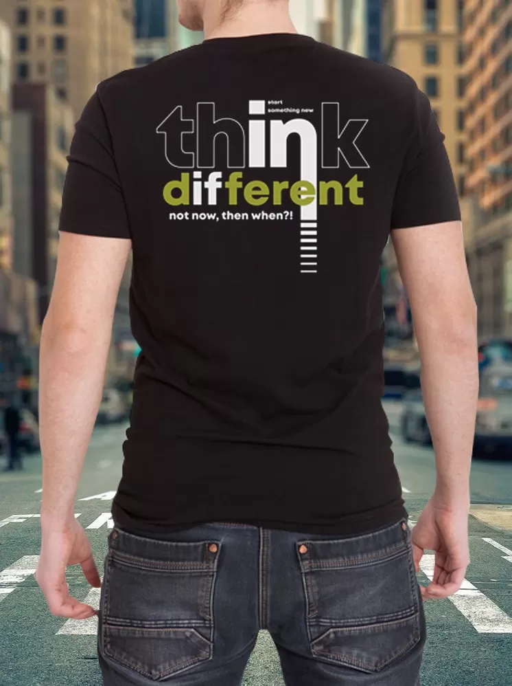 Think different Not Now prints back t-shirts