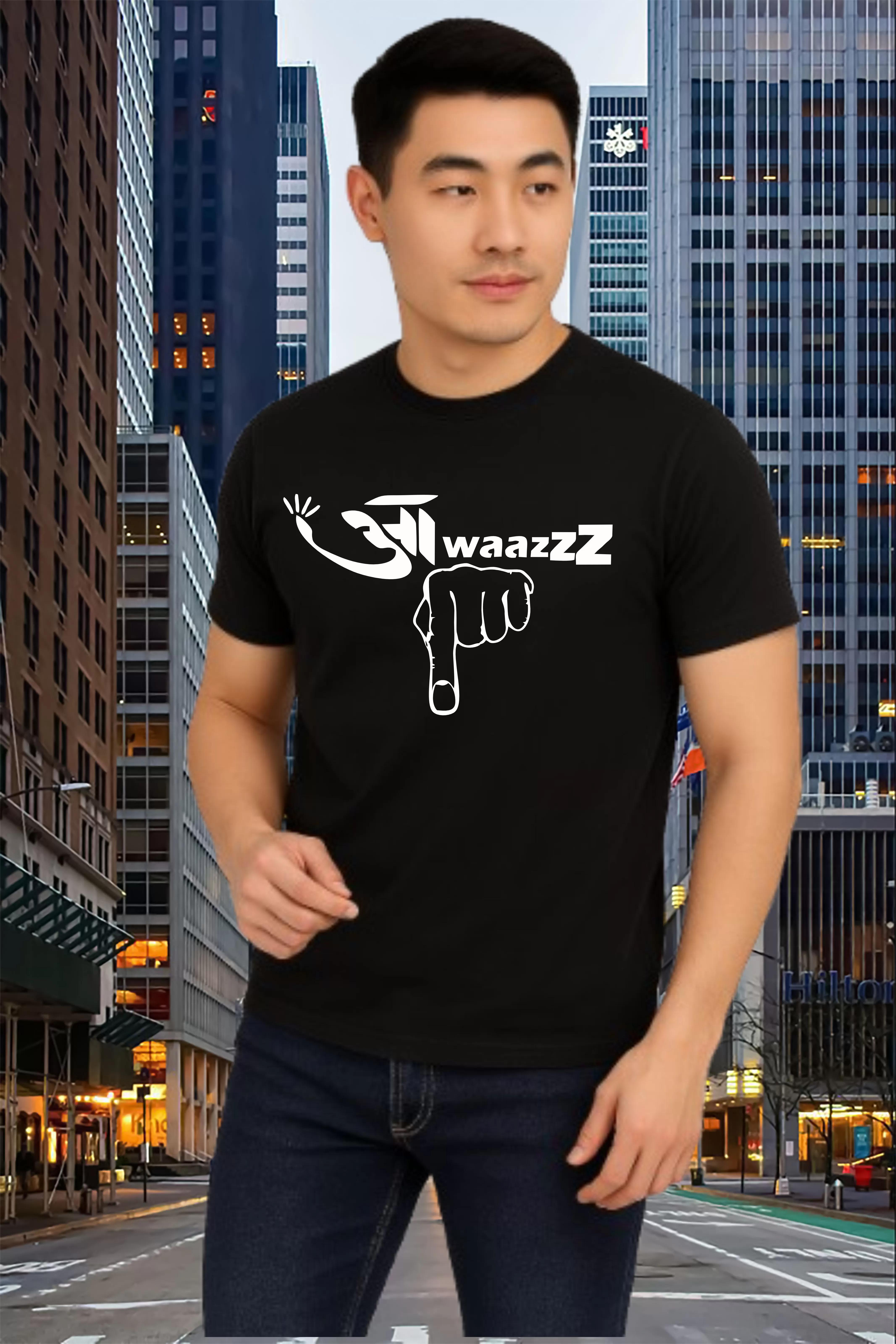 Awaaz thub prints logo black t-shirts