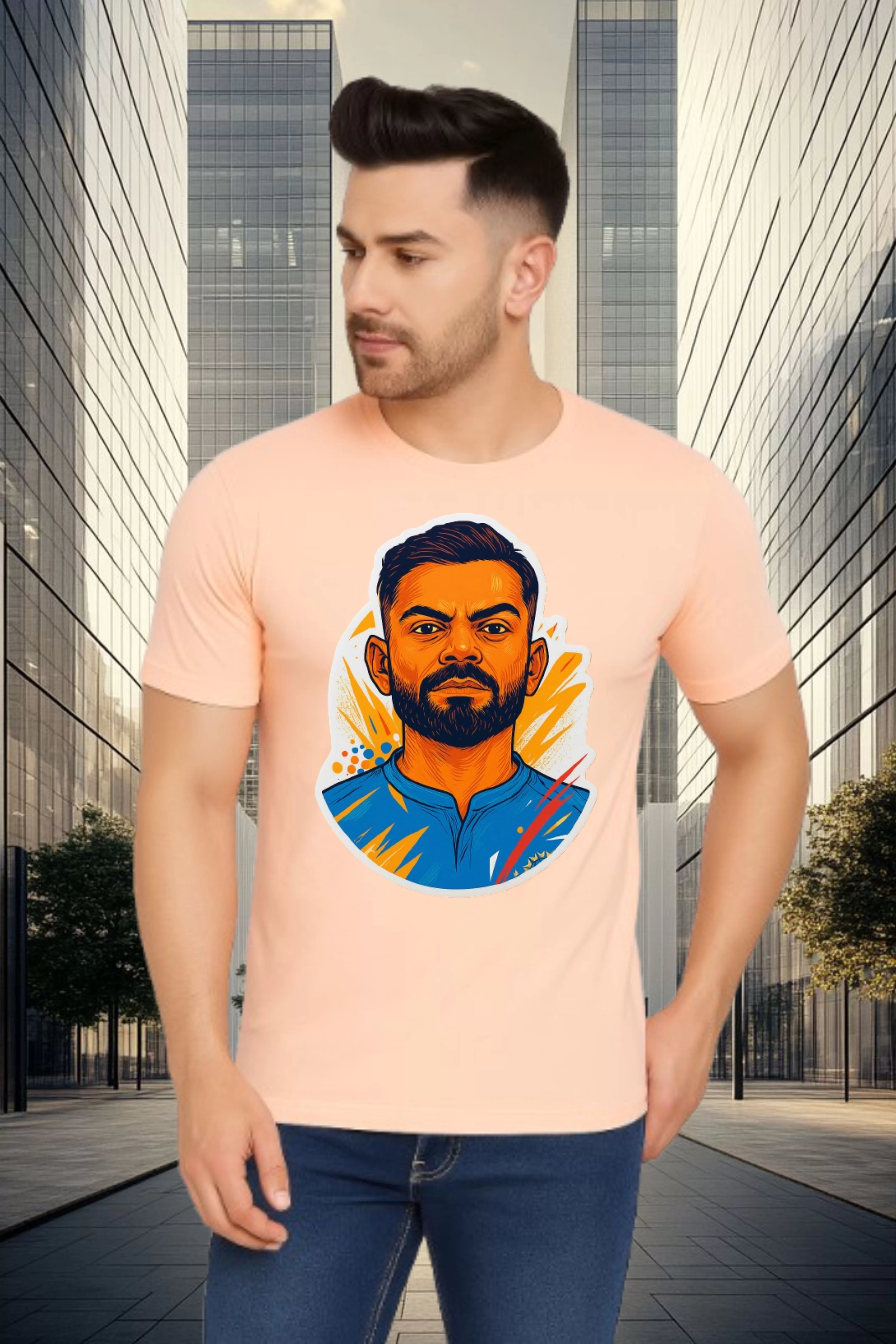 light pink virat kohli prints t-shirts